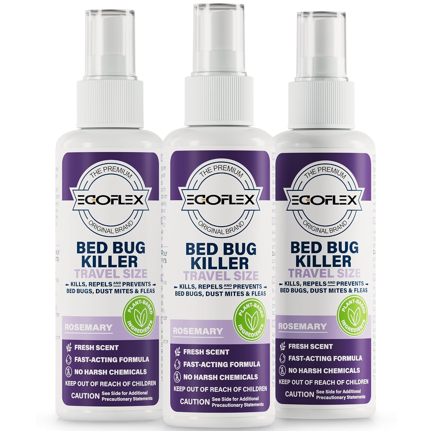 3-Pack Bed Bug Killer Spray - Travel Size TSA Approved - Repels Bed Bugs, Dust Mites, Lice & Fleas with Natural