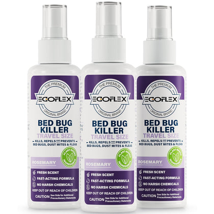 3-Pack Bed Bug Killer Spray - Travel Size TSA Approved - Repels Bed Bugs, Dust Mites, Lice & Fleas with Natural