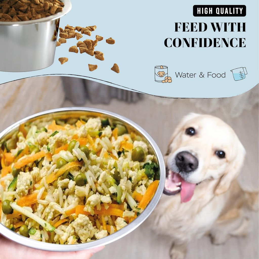 21oz Stainless Steel Dog Bowls Set, 2 Pack for Replacement Dogs Bowl Stand, 2.6 Cups Metal Dog Bowls, 5 Inch Small