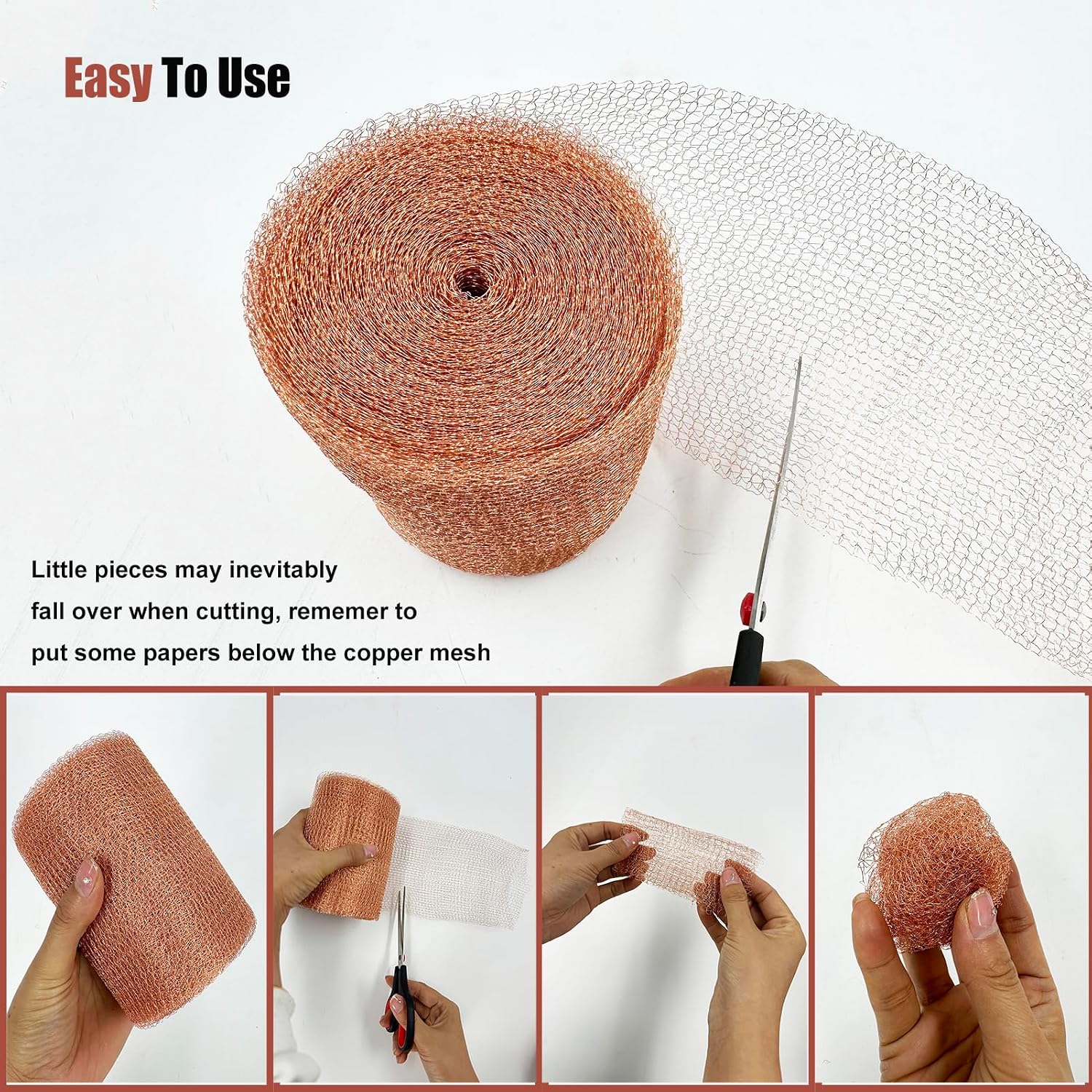 Copper Mesh Rodent Control 5in x 33ft, Rustproof, 0.17mm Wire, Double Layer | Pure Copper Mesh Roll Ideal for Slug