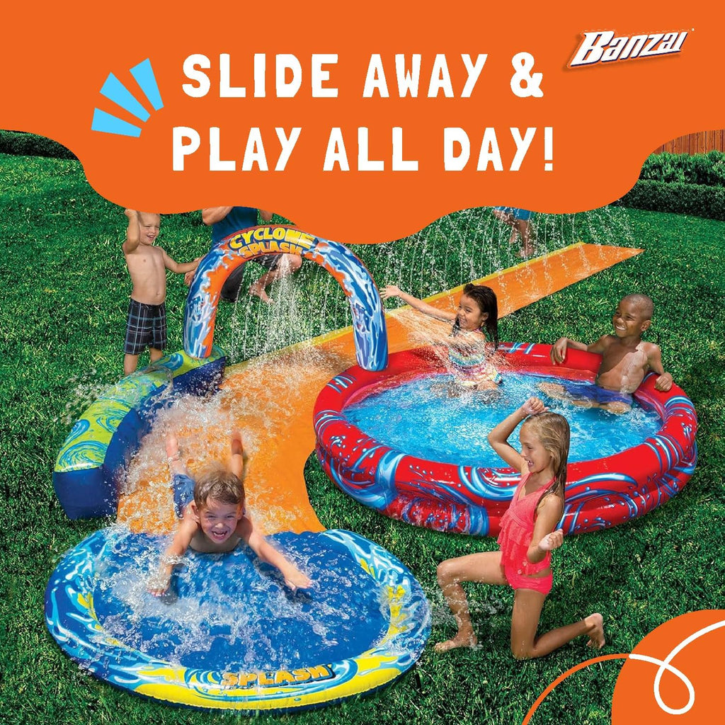 Cyclone Splash Water Park Outdoor Backyard Inflatable Toy with Sprinkling Slide and Kiddie Pool
