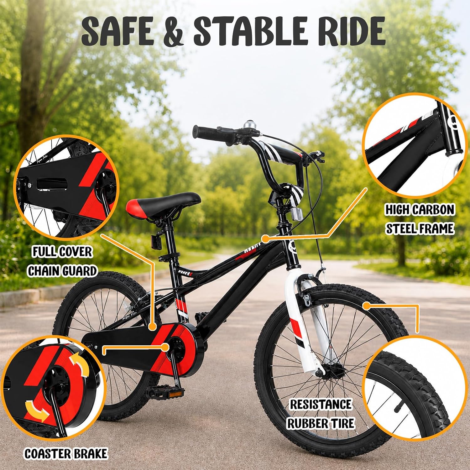 20 Inch Kids Bike Boy Girl Child Bicycle Beginner Rider Ages 3-13 | Hand Brakes, Coaster Brake, Adjustable Seat and