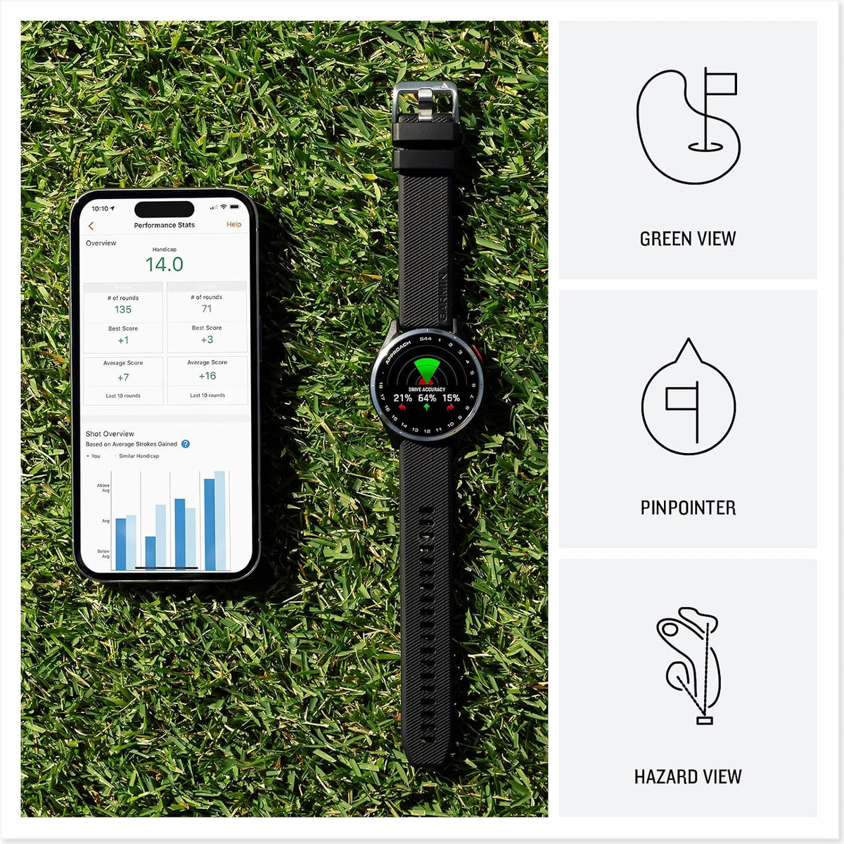 Garmin Approach S44, Golf GPS Smartwatch, 43mm, Black