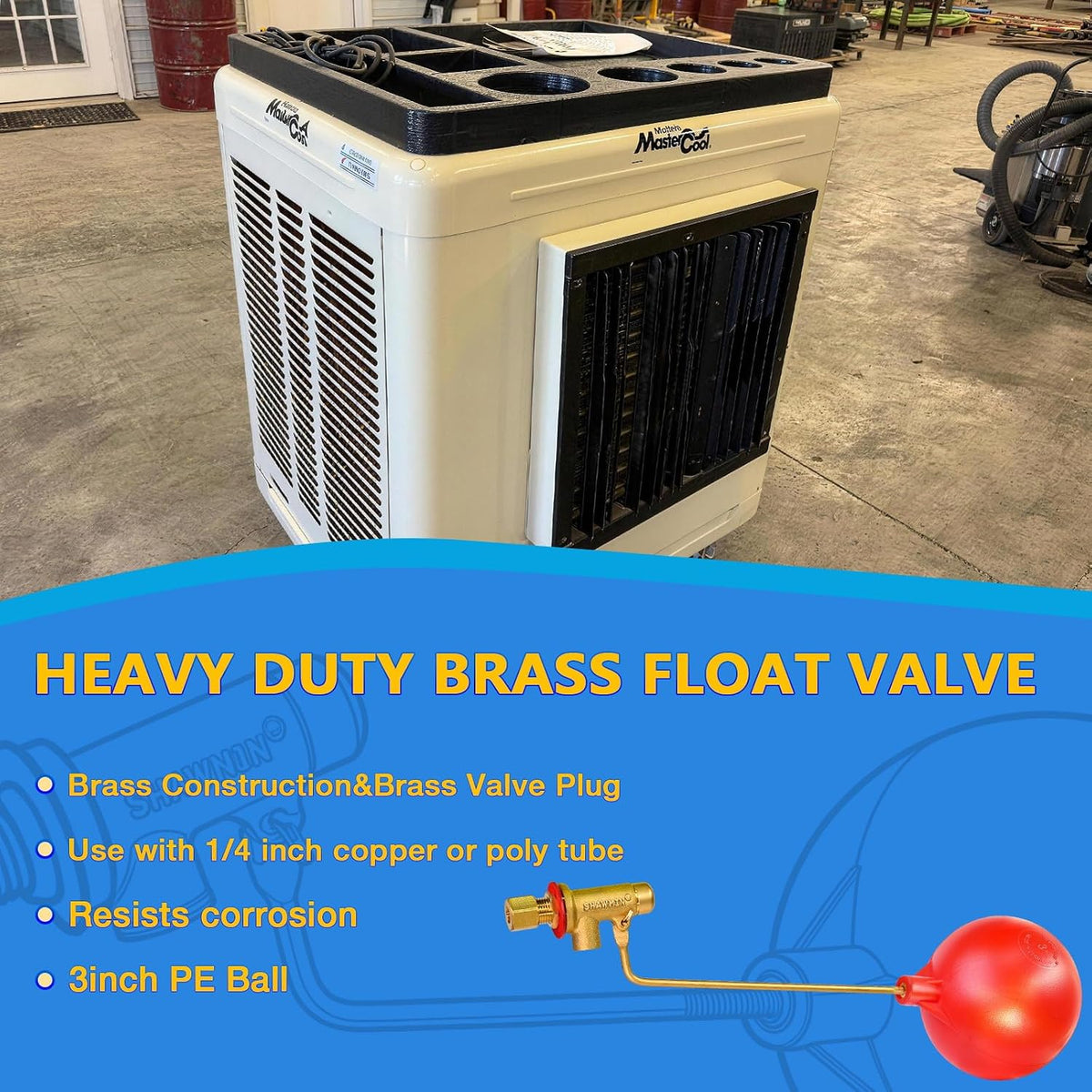 Swamp Cooler Float Valve, 1/4" Brass Float Valve for Evaporative Cooler