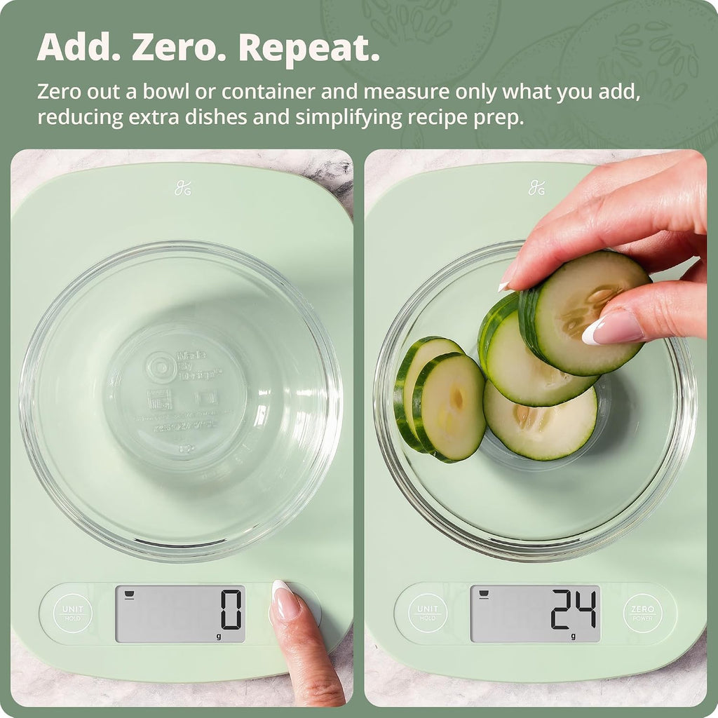 Food Scale, Slim & Compact Build, 1g Precision (Sage Green)