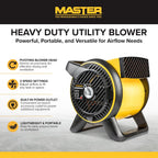Master Heavy Duty Utility Blower, 3 Speed Portable Floor Fan with Outlet & Pivoting Head for Home & Garage Cooling, Drying and Air Circulation