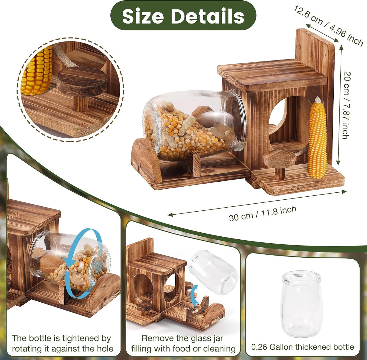 Squirrel Feeder, Wood Squirrel House, Squirrel Feeders for Outside Garden Tree, Chipmunk Feeder for Corn Peanuts