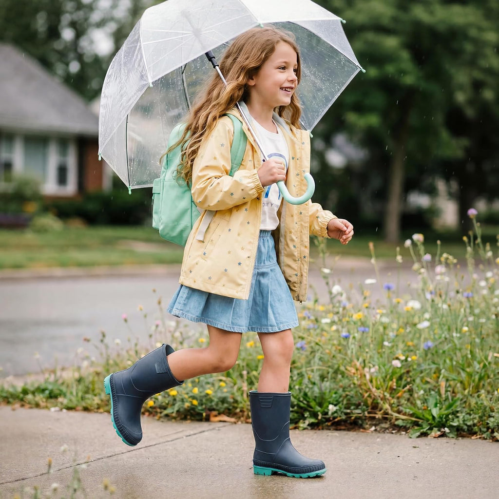 Kids Waterproof Outdoor Rain Boots | Lightweight,Non-Slip Outsole,Easy-On,Unisex Boys Girls,Outdoor Puddle Rainy Day