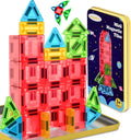 Magnetic Tiles Magnetic Blocks Building Toy: Portable Mini Magnetic Tiles Travel Set 32 Pieces Montessori Toys