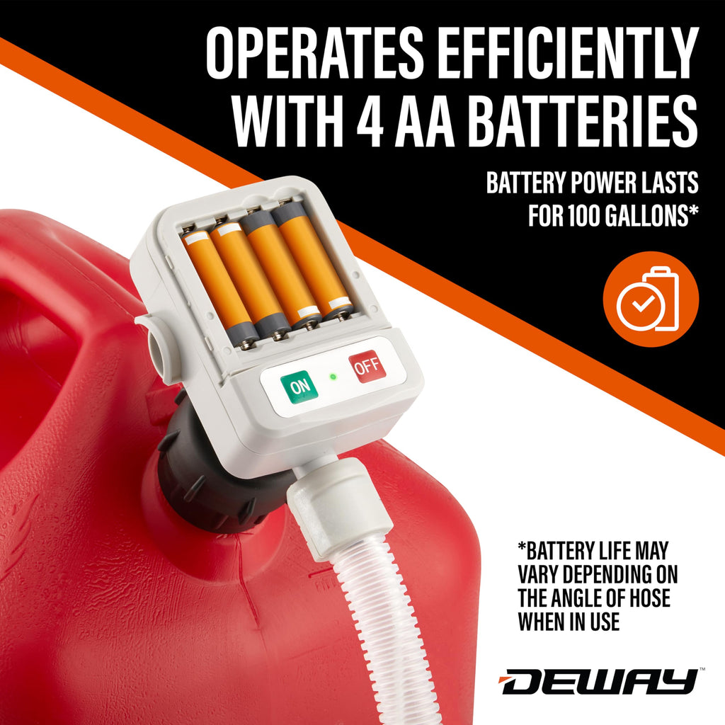 Deway Fuel Transfer Pump, Basic Clip-On Nozzle, 2.4 GPM Flow, 51 In Hose
