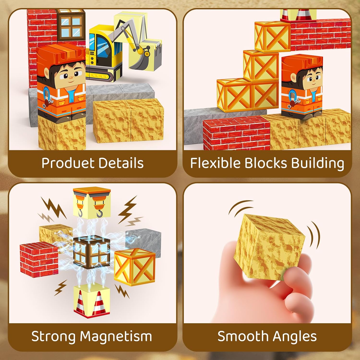 Magnetic Building Blocks for Kids, STEM Engineering Travel Toys with Portable Iron Box, Educational Construction Set