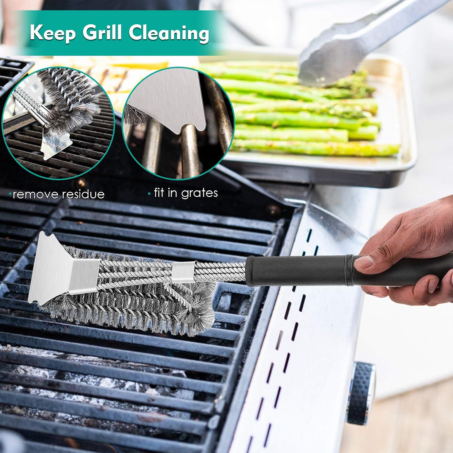 Grilling Utensil Set 18in, Stainless Steel BBQ Accessories Tools with Bag for Outdoor Cooking Camping, Heavy Duty