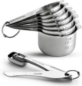 Stainless Steel Measuring Cups and Spoons Set of 14 with Leveler, Nesting Kitchen Metal Measuring Cups and Spoons Set
