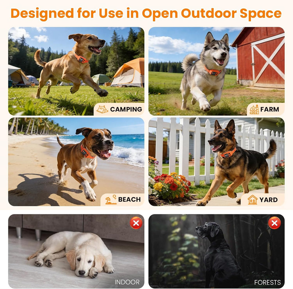 GPS Wireless Dog Fence for Medium Large Dog Custom Boundary No Subscription