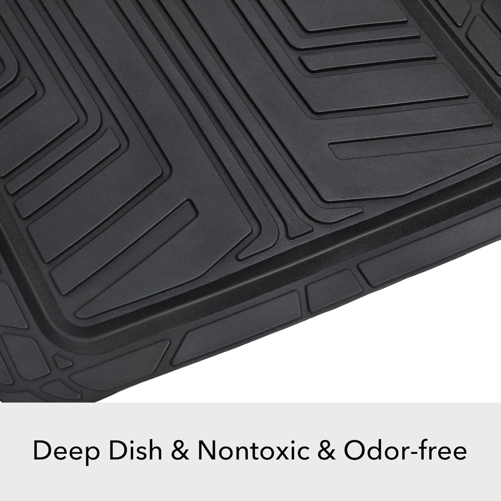 2-Piece Premium All-Season Anti-Slip Rubber Floor Mats for Cars, SUVs and Trucks, Universal Trim to Fit, Black