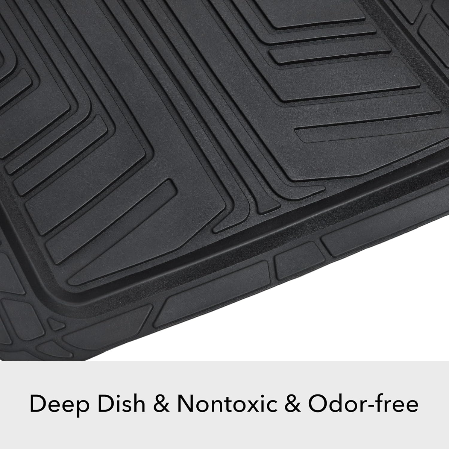 2-Piece Premium All-Season Anti-Slip Rubber Floor Mats for Cars, SUVs and Trucks, Universal Trim to Fit, Black