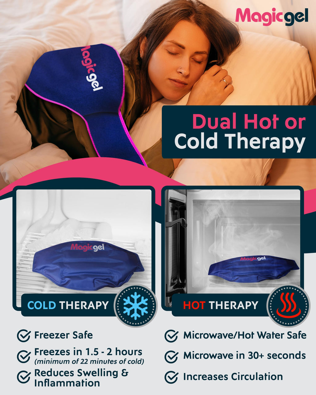 Ice Pack for Back Pain Relief | 2 Pack Reusable Lower Back Wrap for Hot or Cold Therapy | Relief for Lower Lumbar