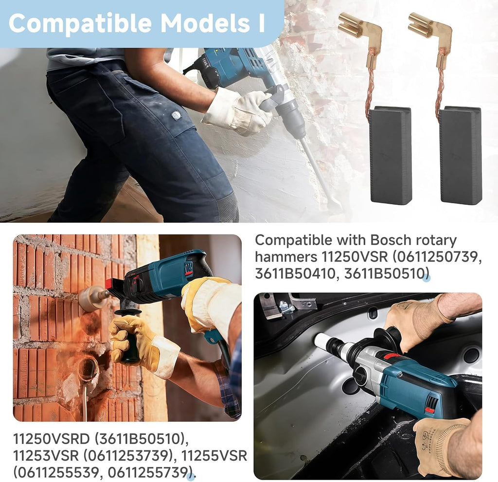 4-Pack Carbon Brushes Compatible with Bosch Power Tools