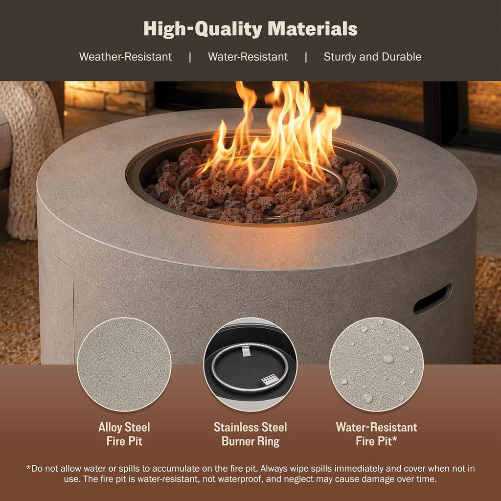 32" Round Propane Firepit Table 50,000 BTU Gas Dining Table
