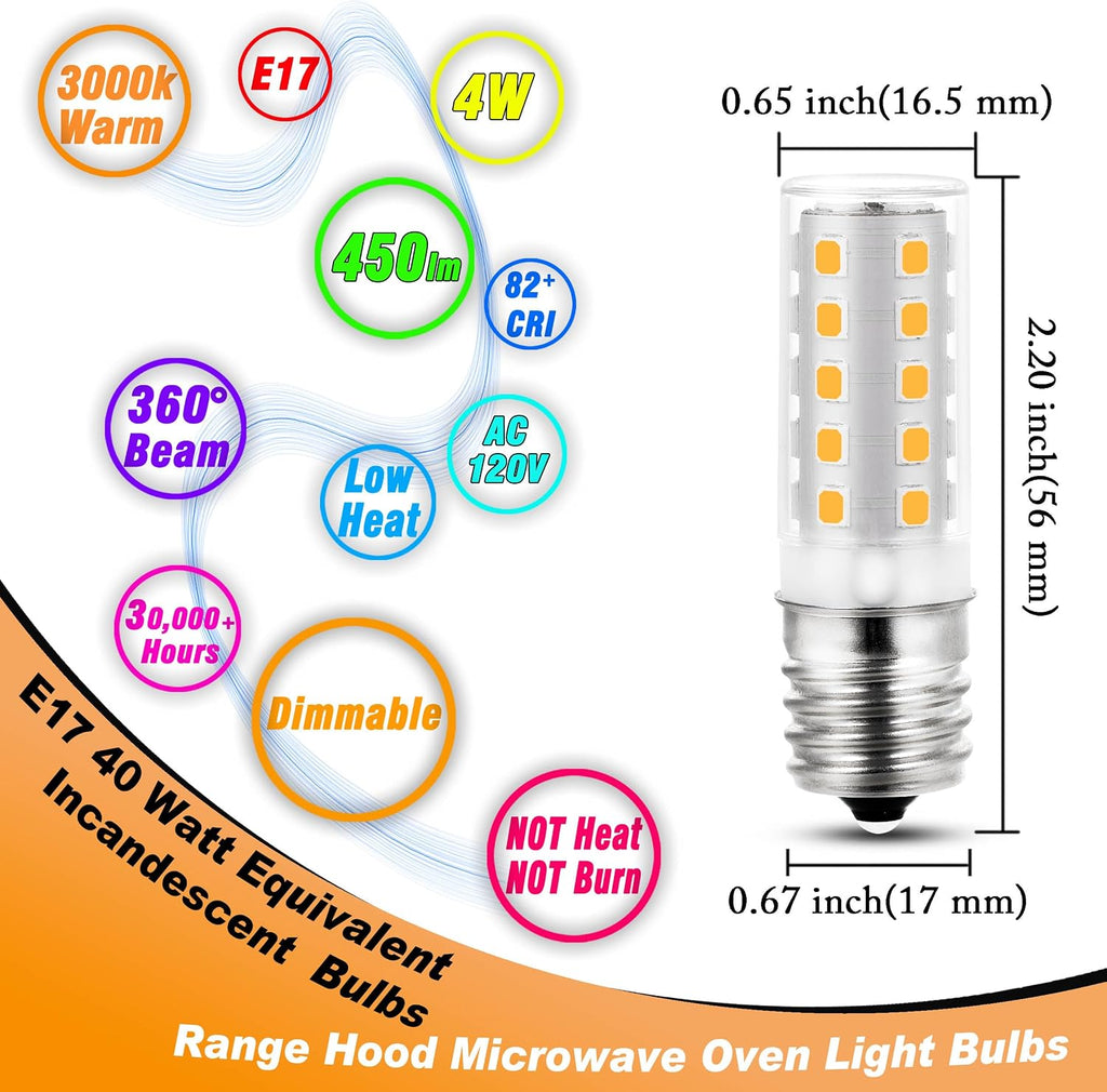 LED 8206232A Microwave Oven Light Bulb 4W Dimmable E17 Intermediate Base