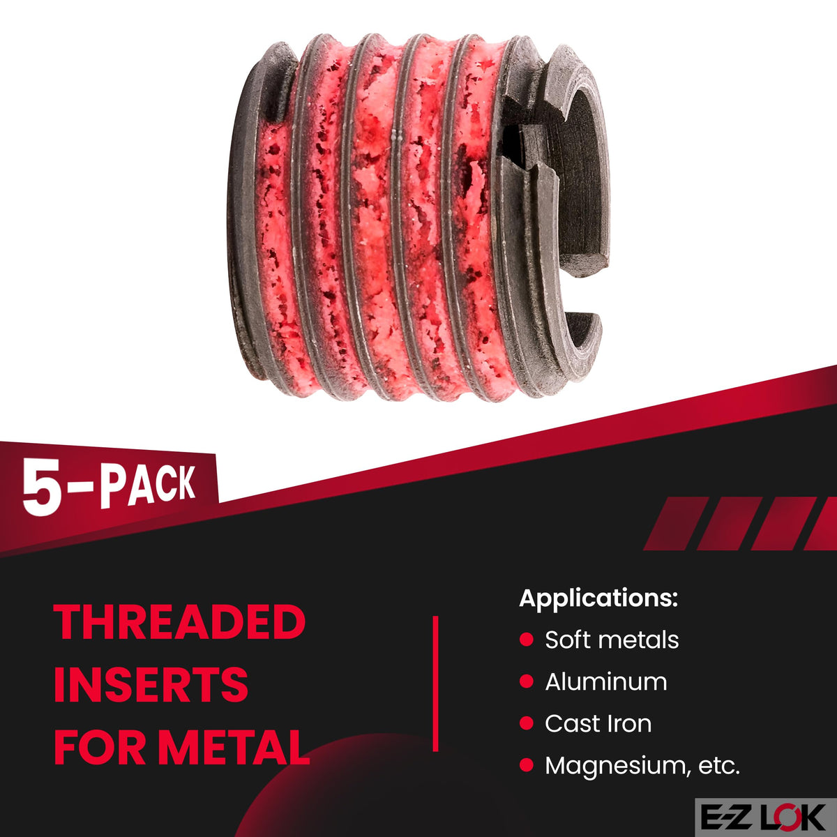 E-Z LOK Thread Insert, M12-1.75 Internal, 0.75-10 External, 5 ct