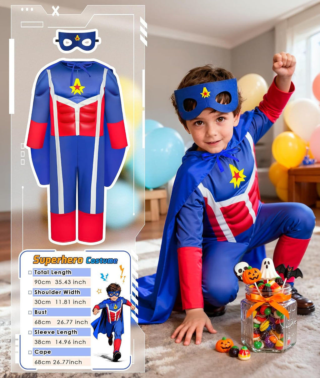 Boys Muscle Dress up Trunk: Superhero Construction Worker Military Costume | Kids Pretend Role Play Costumes Set