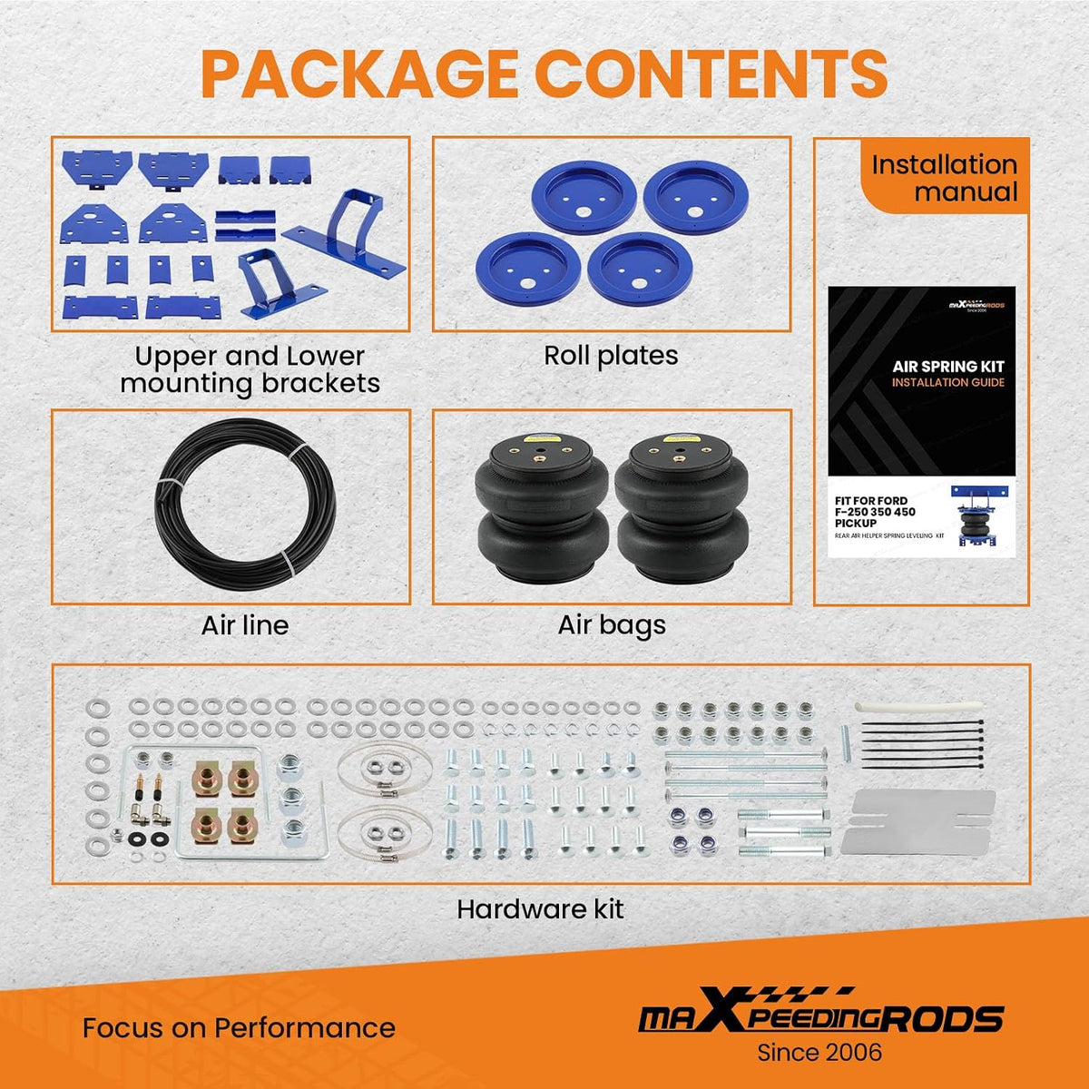 maXpeedingrods 7500 lbs Air Suspension Bag Kit for Ford F250 F350 2017-2019