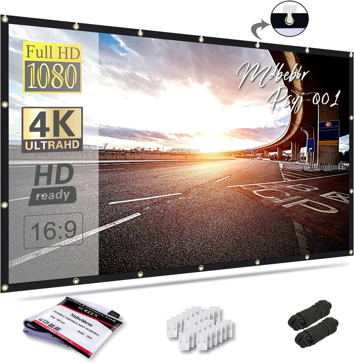 120 inch Projector Screen 16:9 Foldable Anti-Crease Portable Projector Movies Screens for Home Theater Outdoor Indoor