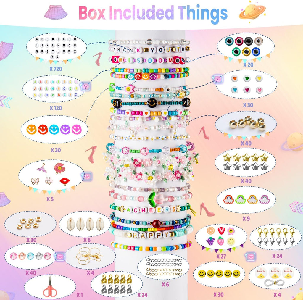 Friendship Bracelet Kit, 16000 pcs with Seed Beads (2/3/4mm), Clay Beads, 7 Styles Letter Beads (A-Z), Variety of