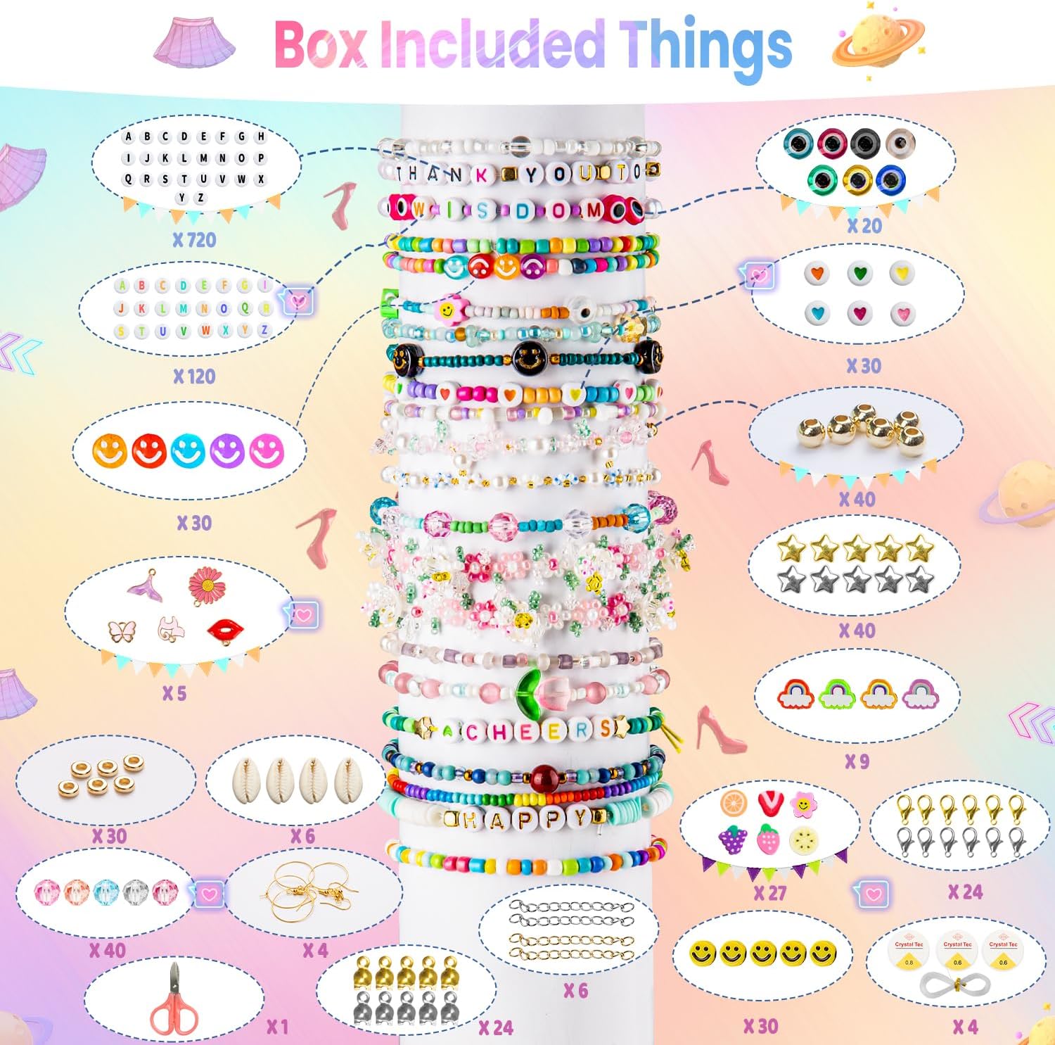 Friendship Bracelet Kit, 16000 pcs with Seed Beads (2/3/4mm), Clay Beads, 7 Styles Letter Beads (A-Z), Variety of