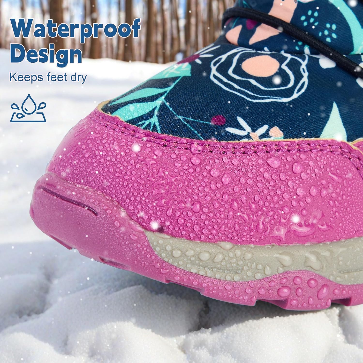 Toddler Snow Boots Boys Girls Winter Shoes Waterproof Slip Resistant Outdoor Warm Boots for Little Kids