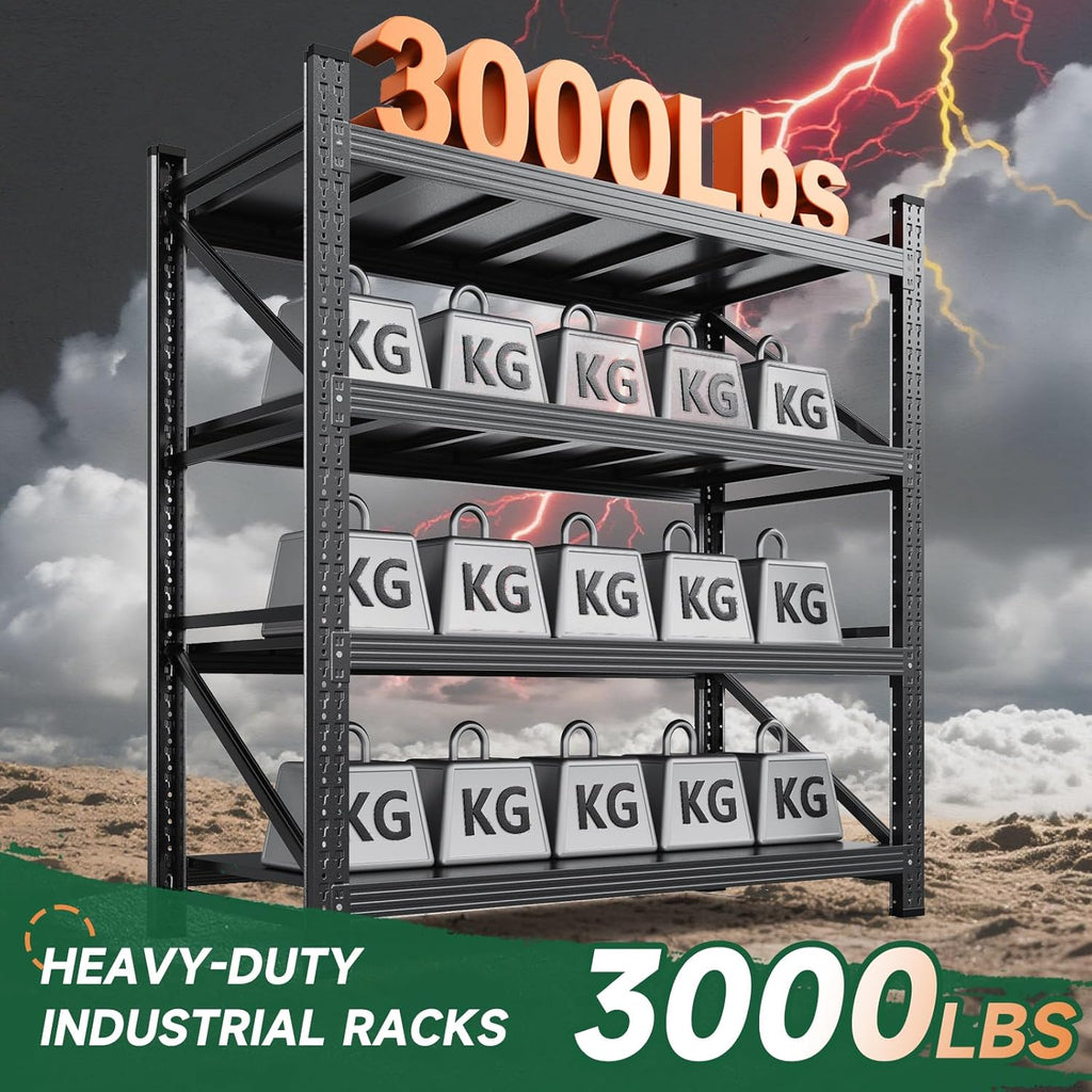 3000LBS Storage Shelves Heavy Duty,70" H Garage Shelving Units, 4 Tier Adjustable Utility Rack Shelf,Large Metal