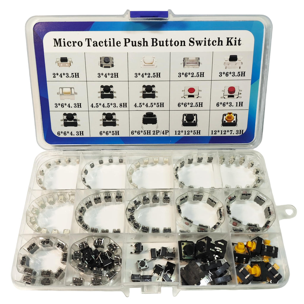 SMD/Plugin Micro Momentary Tactile Push Button Switch Tact Assortment Kit
