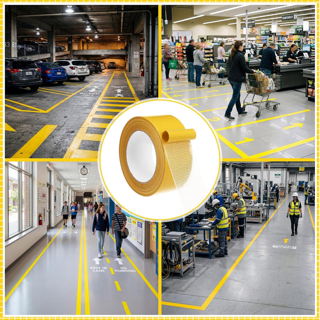 4 Rolls Yellow Floor Marking Tape 2" Width 100' Length Heavy Duty Non Abrasive Safety Caution Warning Tape High