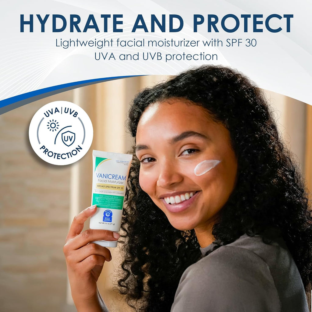 Facial Moisturizer SPF 30, 2.5 Fl Oz, Formulated without Common Irritants for Sensitive Skin, Zinc Oxide Mineral