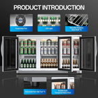 3-Glass Door Back Bar Cooler, 11.48 Cu.Ft Under Counter/Freestanding