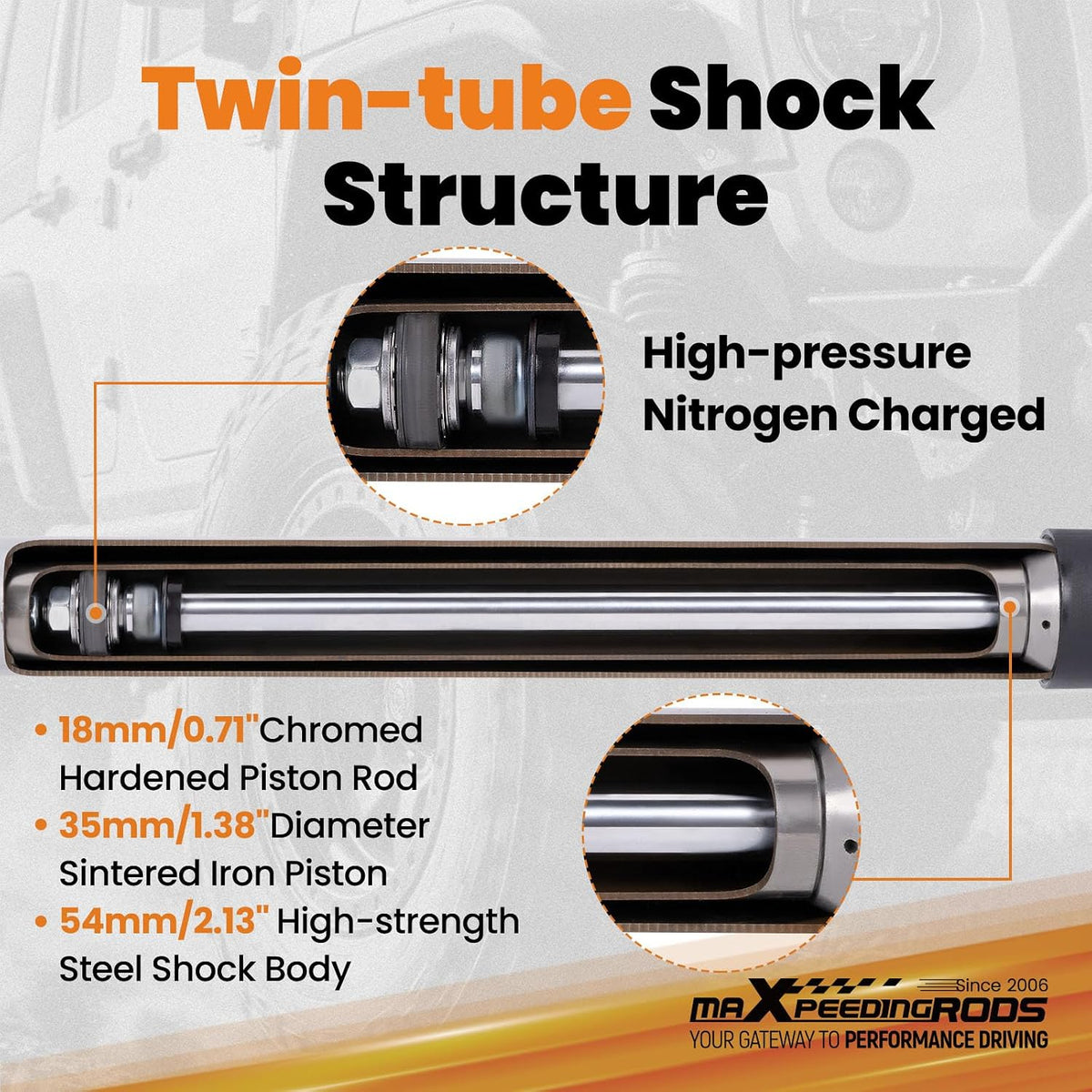 maXpeedingrods 0-3" Rear Shocks for Jeep Wrangler JK JKU 2007-2018