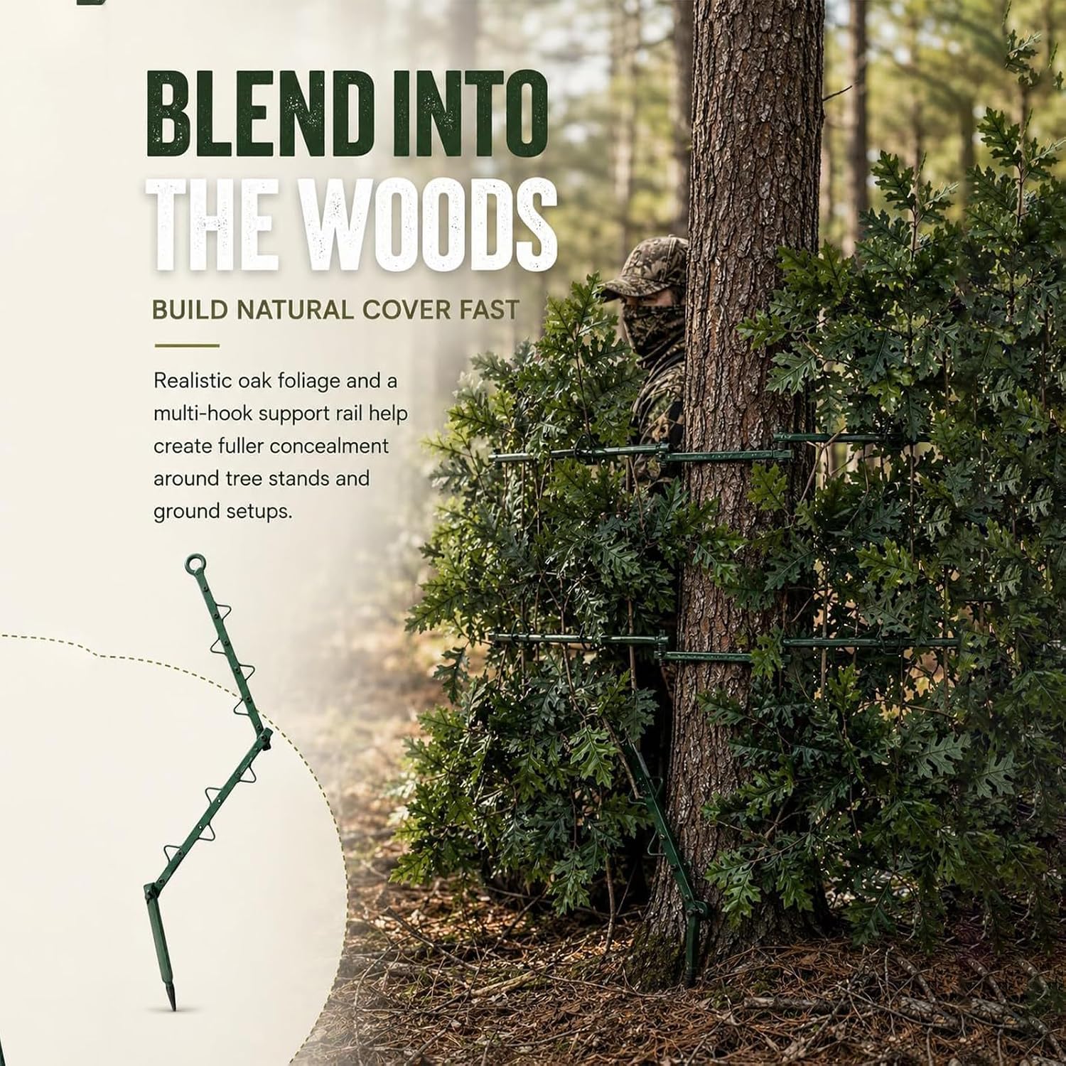 Hunting Concealment Stand System - Metal Support Frame - Tree Stand Blind Coverage Setup for Deer Turkey Bow Hunting