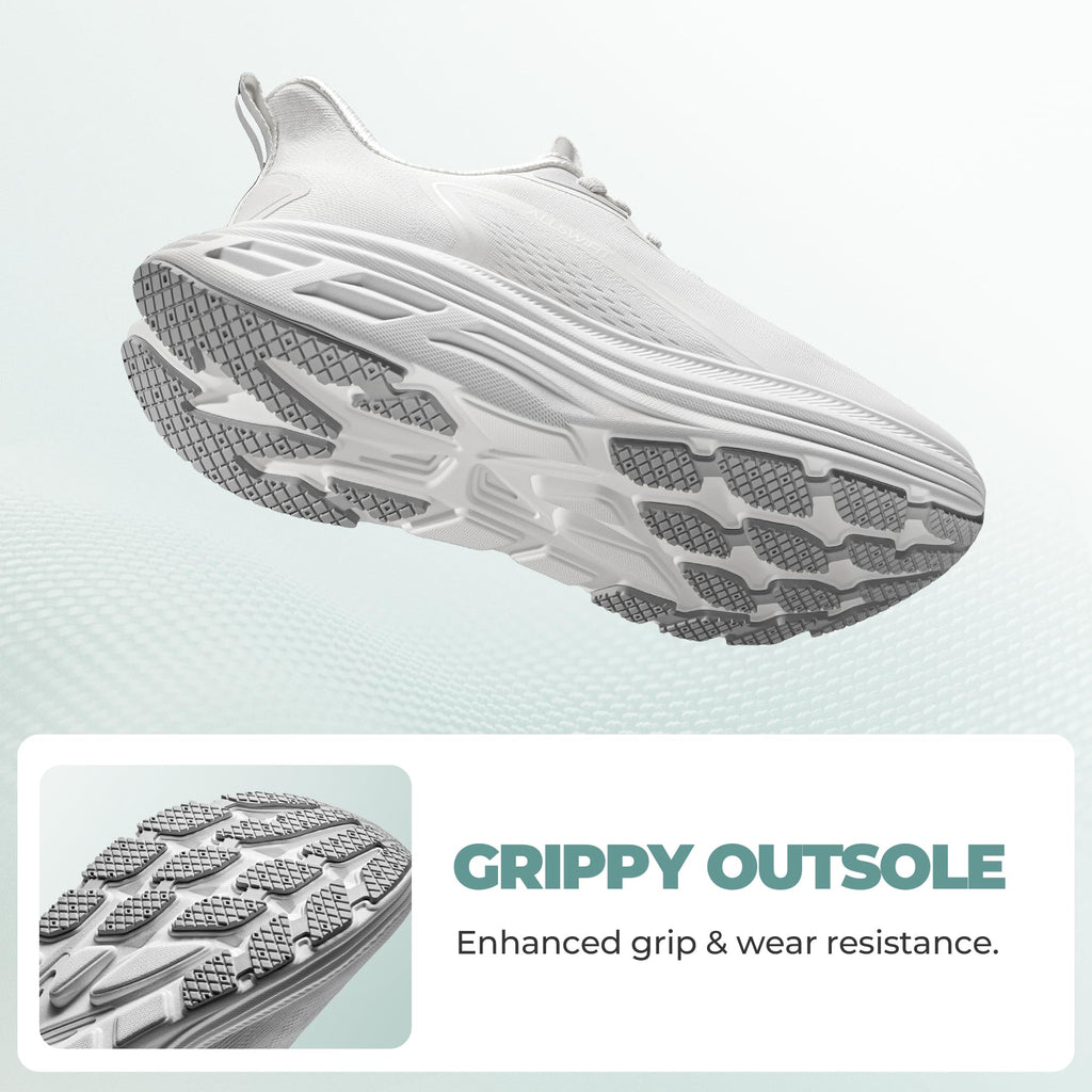 Women's Slip On Walking Shoes Running Sneakers,All White,6W