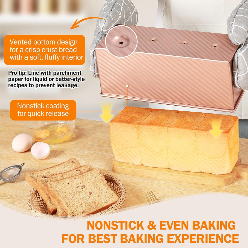 Pullman Loaf Pan with Lid, 13x4, Nonstick Sandwich Bread Loaf Pan