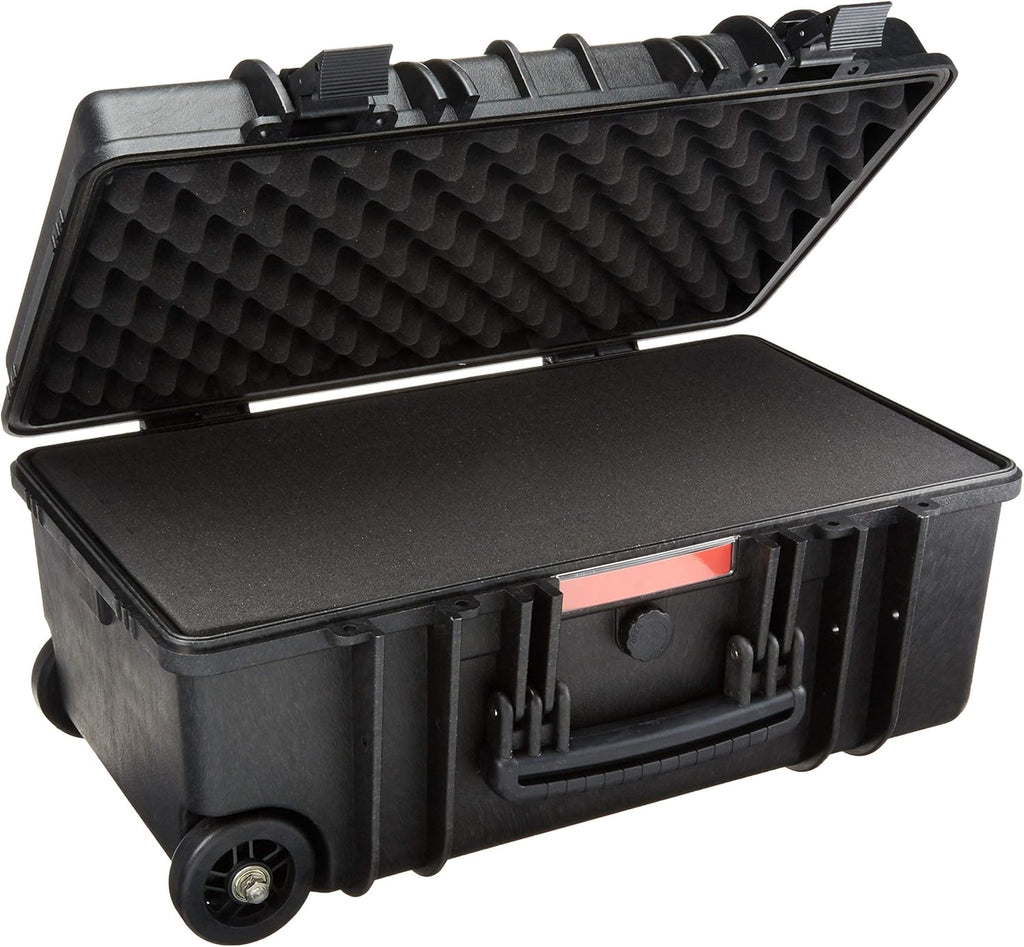 Hard Protective Camera Case with Wheels, Large, Black, 22"L x 14"W x 9.8"H