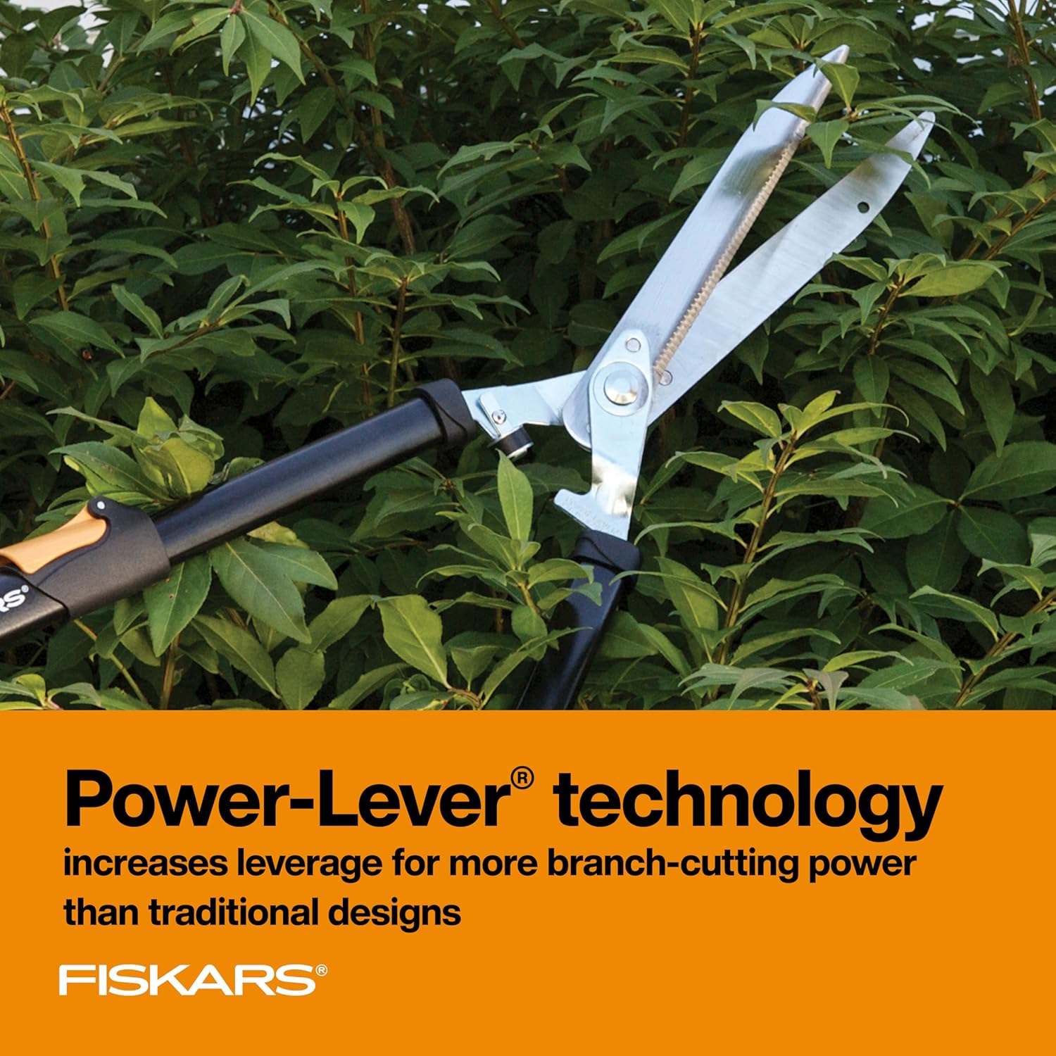 Power-Lever Extendable Hedge Shears, Self-Sharpening Serrated Steel Blades for Clean Cuts, Handles Adjust 25"-33" for