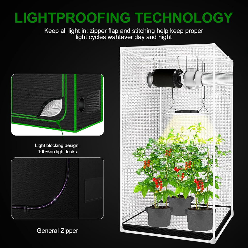 Small Grow Tent for Aerogarden，18”x18”x36” ，Hydroponics Growing System ，Highly Reflective 600D Diamond Mylar Canvas