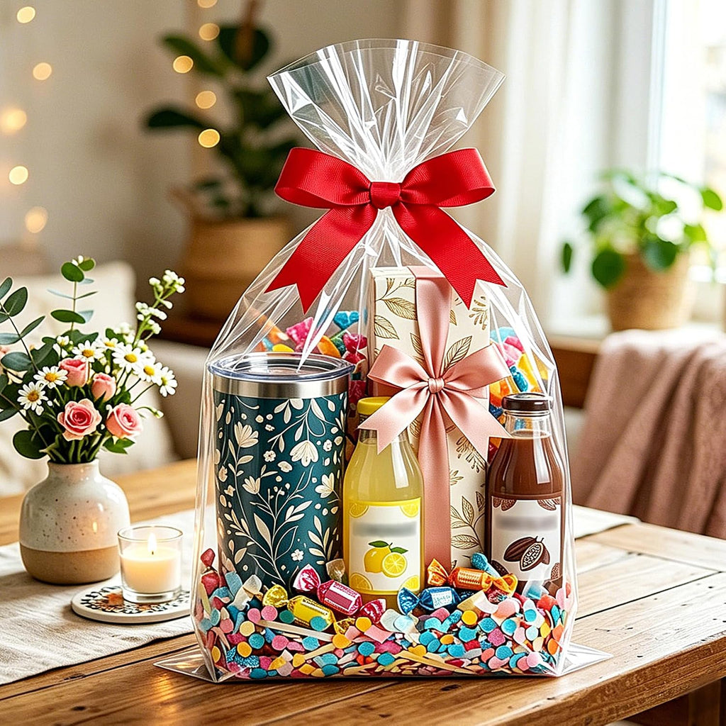 Clear Cellophane Bags, 12x18 In Gift Wrap bags 20 Pcs (No Ribbon)