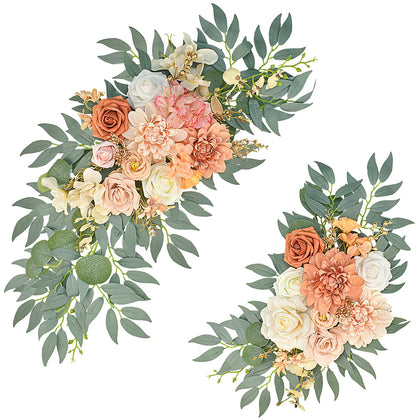 Burnt Orange Fall Wedding Arch Flowers Set of 2