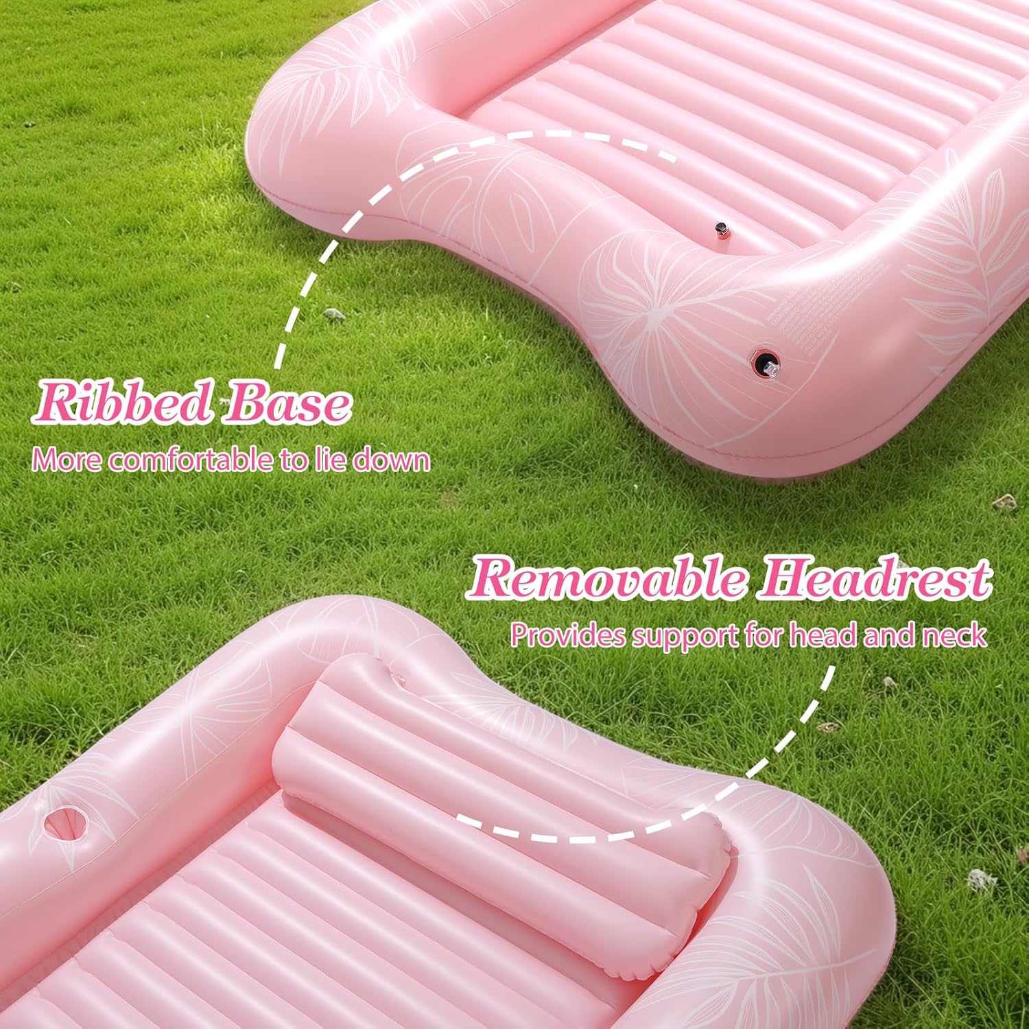 Pool Floats Adult, Large Floating Bed with Ice Bar, Tanning Bed Pool Raft Inflatable Lounger with Drink Holder