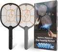 2-Pack Electric Fly Swatter, Black & Gray, AA Battery Operated Bug Zapper Racket for Indoor/Outdoor Use, Mosquito &