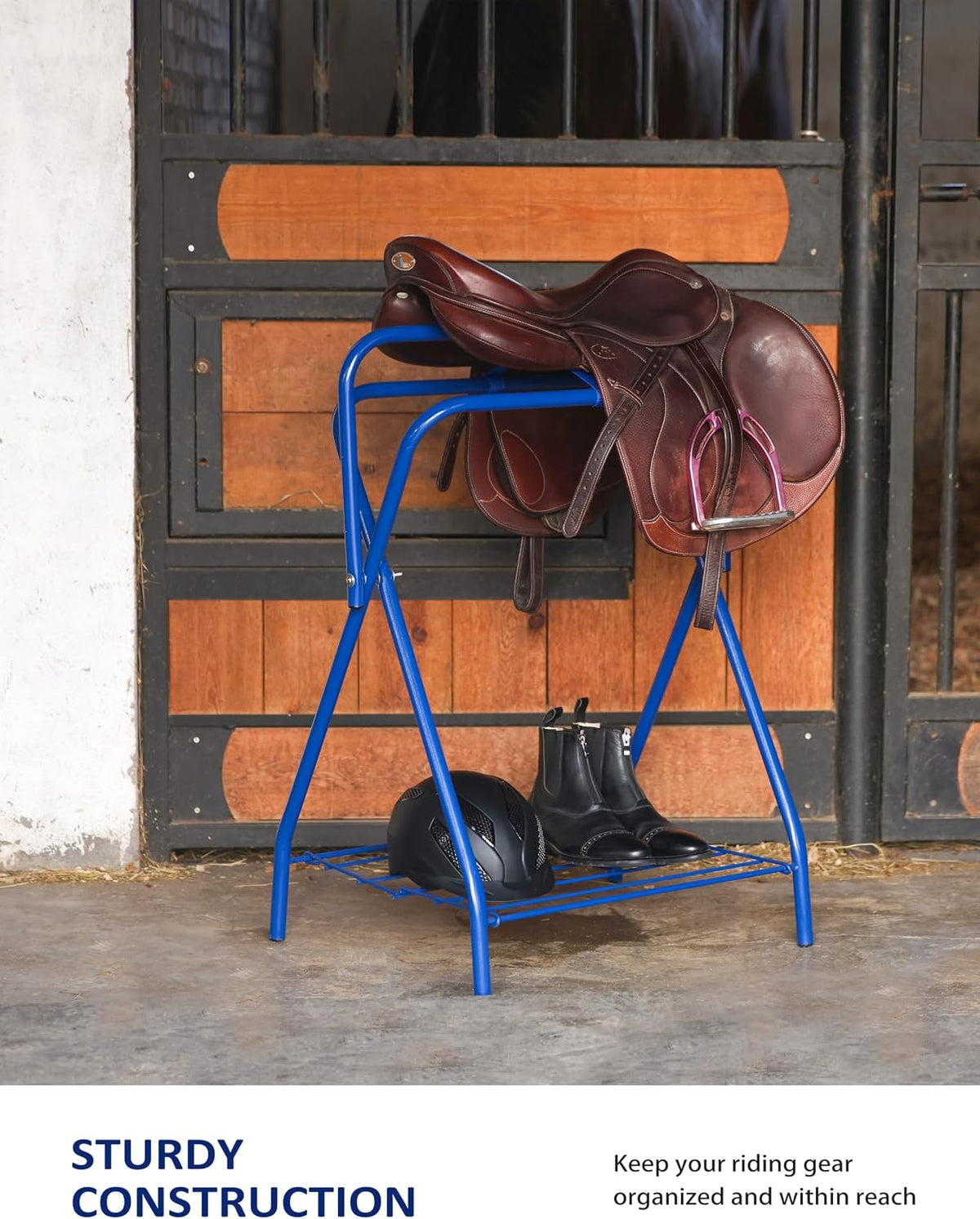 Freestanding Saddle Rack Accommodates English Western Saddles Lightweight Foldable Space Saving Saddle Stand