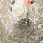 132 Inch Round Champagne Sequin Tablecloth