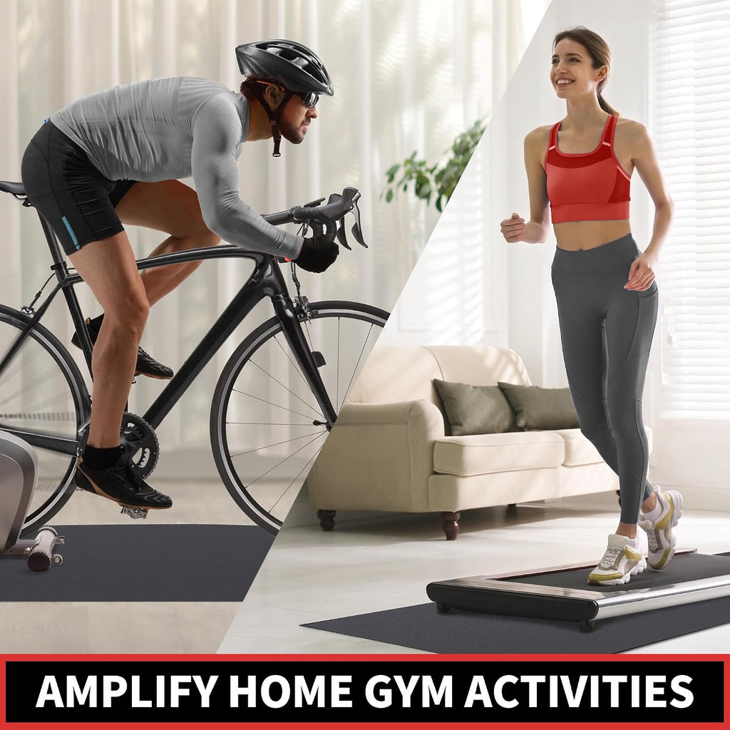 Treadmill Mat for Hardwood Floor Carpet 7'x3'/6'x3'/6'x2.5'/4'x2' | 6mm Thick Exercise Equipment Gym Mat, Compatible